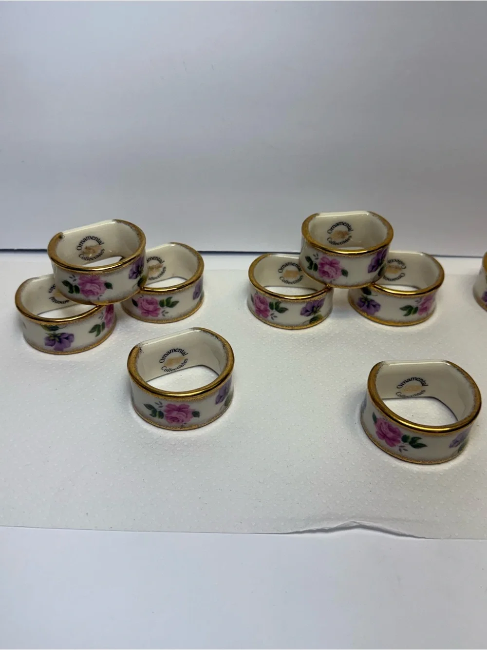 Set of 12 Ornamental Collectibles Fine China Napkin Rings
